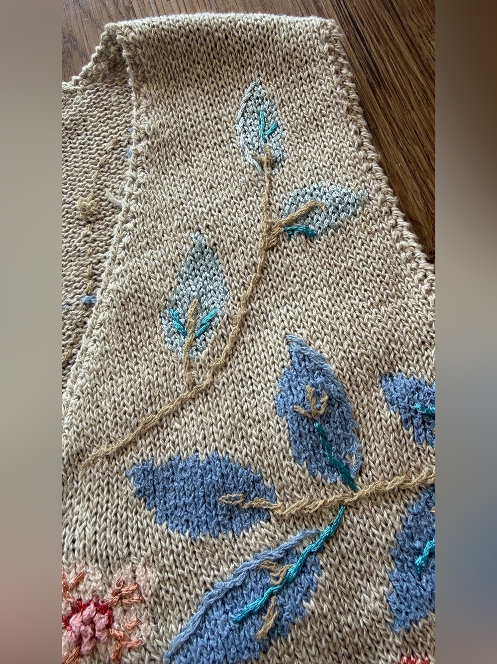 Colorful Embroidered Botanical Knit Sweater Vest - Size Small - Picture 8 of 15